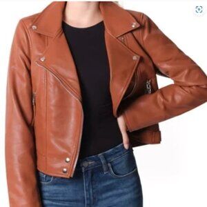 Black NYC Cognac Faux Leather Jacket Size Medium